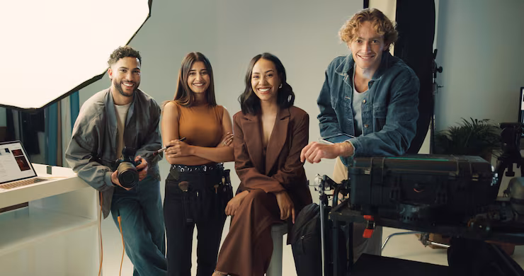 camera-photography-portrait-with-people-studio-together-catalog-magazine-photoshoot-backstage-creative-smile-with-happy-makeup-artist-model-photographer-set-film