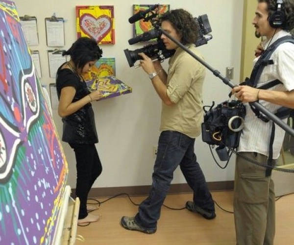 Film crew for Documentary ”Inocente” in her face a little_ Film crew for Documentary ”Inocente” in her face a little_